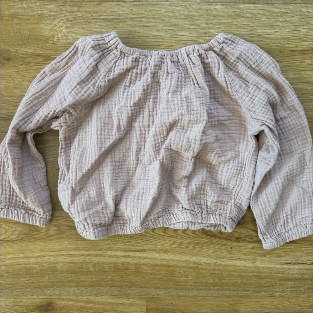 Pink Textured Long Sleeve Blouse